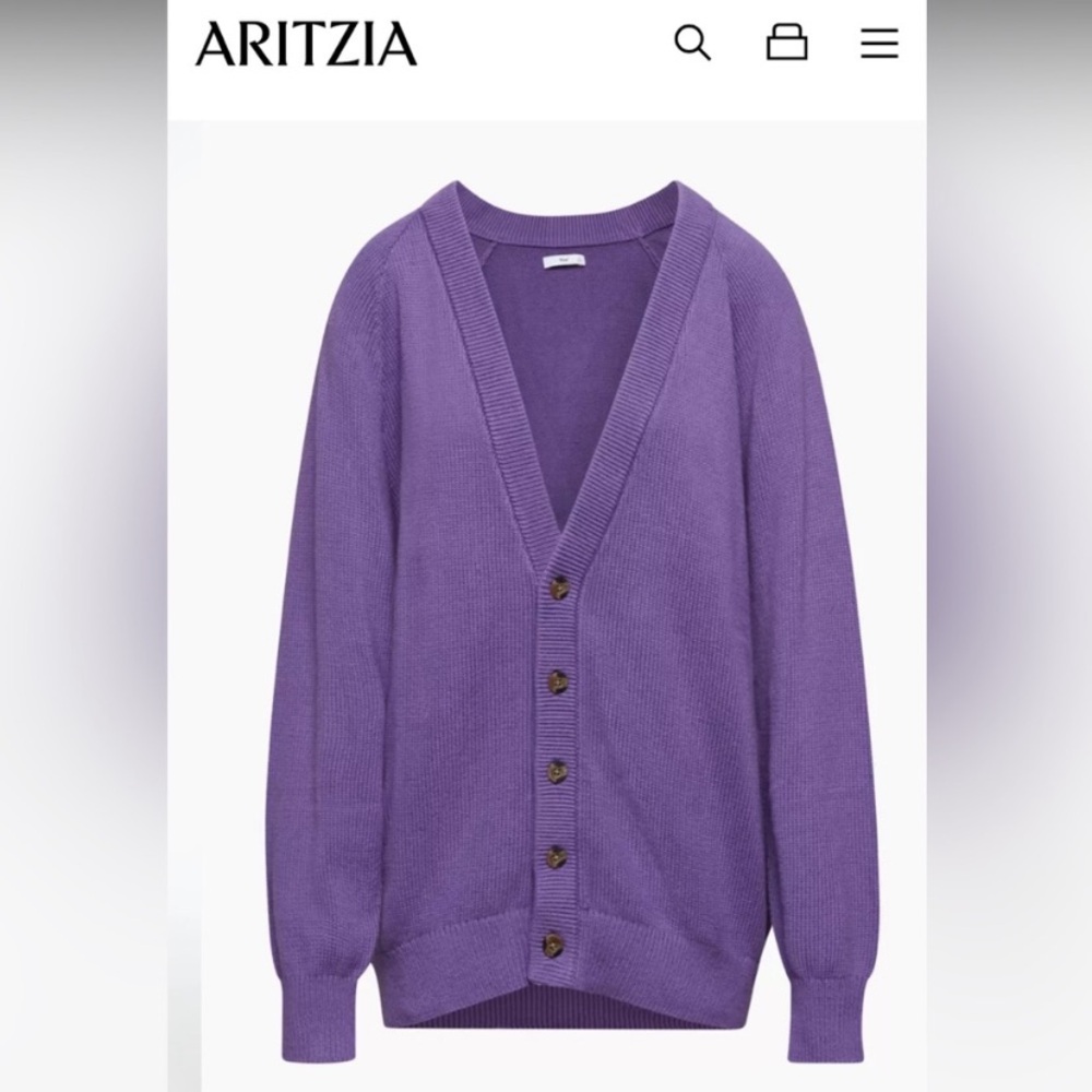 TNA Aritzia Barry Sweater cardigan in dark grey/charcoal